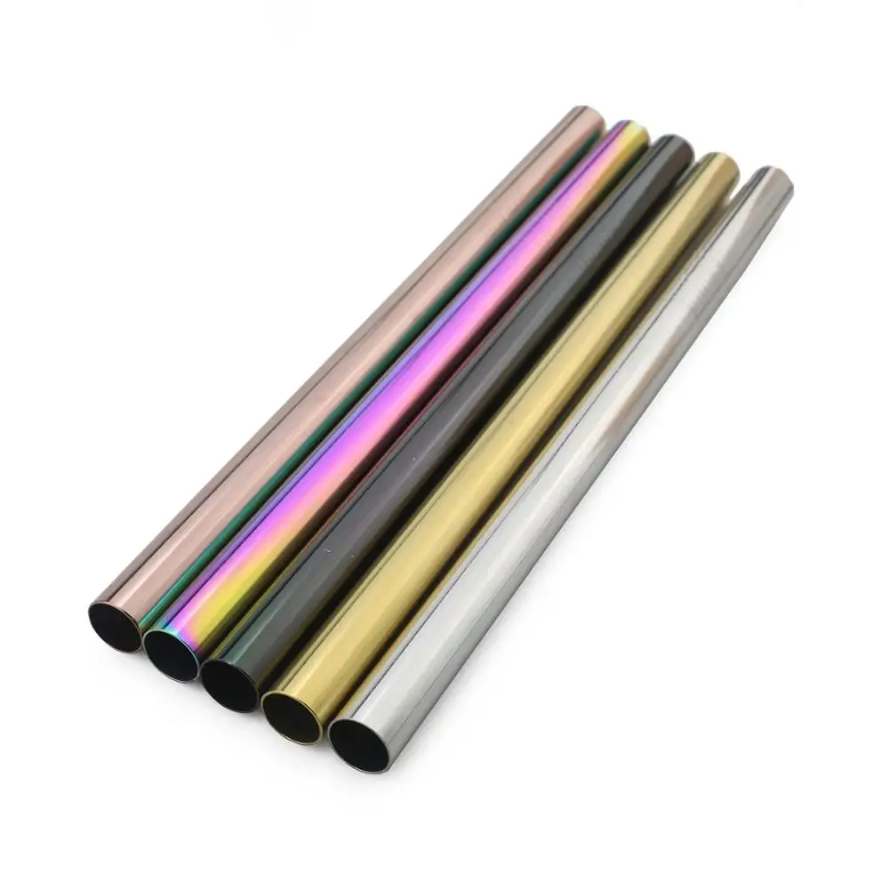 12mm Extra Wide Bubble Tea Straws Pink Green Rainbow Reusable Straws 304 Stainless Steel Milkshake Drinking Straw Dropshipping