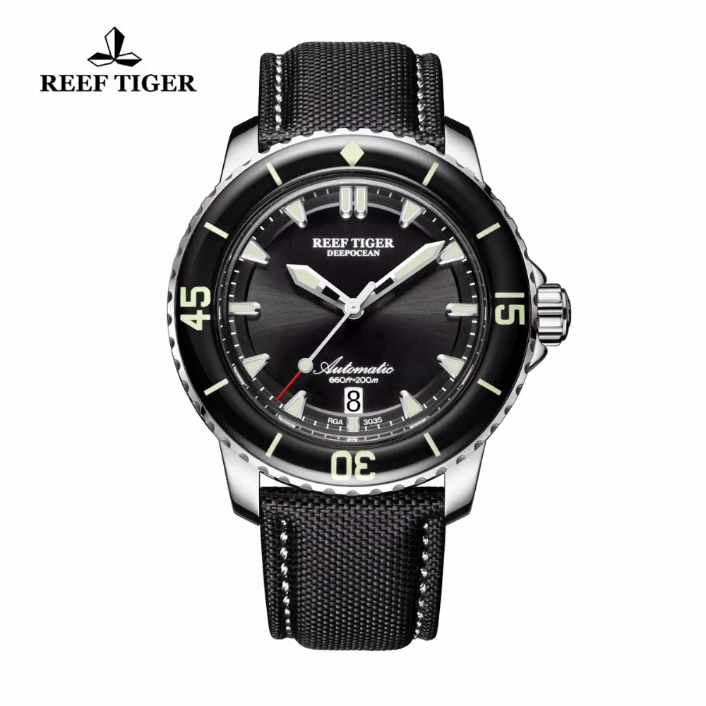 Imagem -06 - Reef Tiger-relógio de Mergulho em Aço Super Luminoso Masculino Relógios Desportivos Automáticos com Data Cinta de Nylon Rga3035