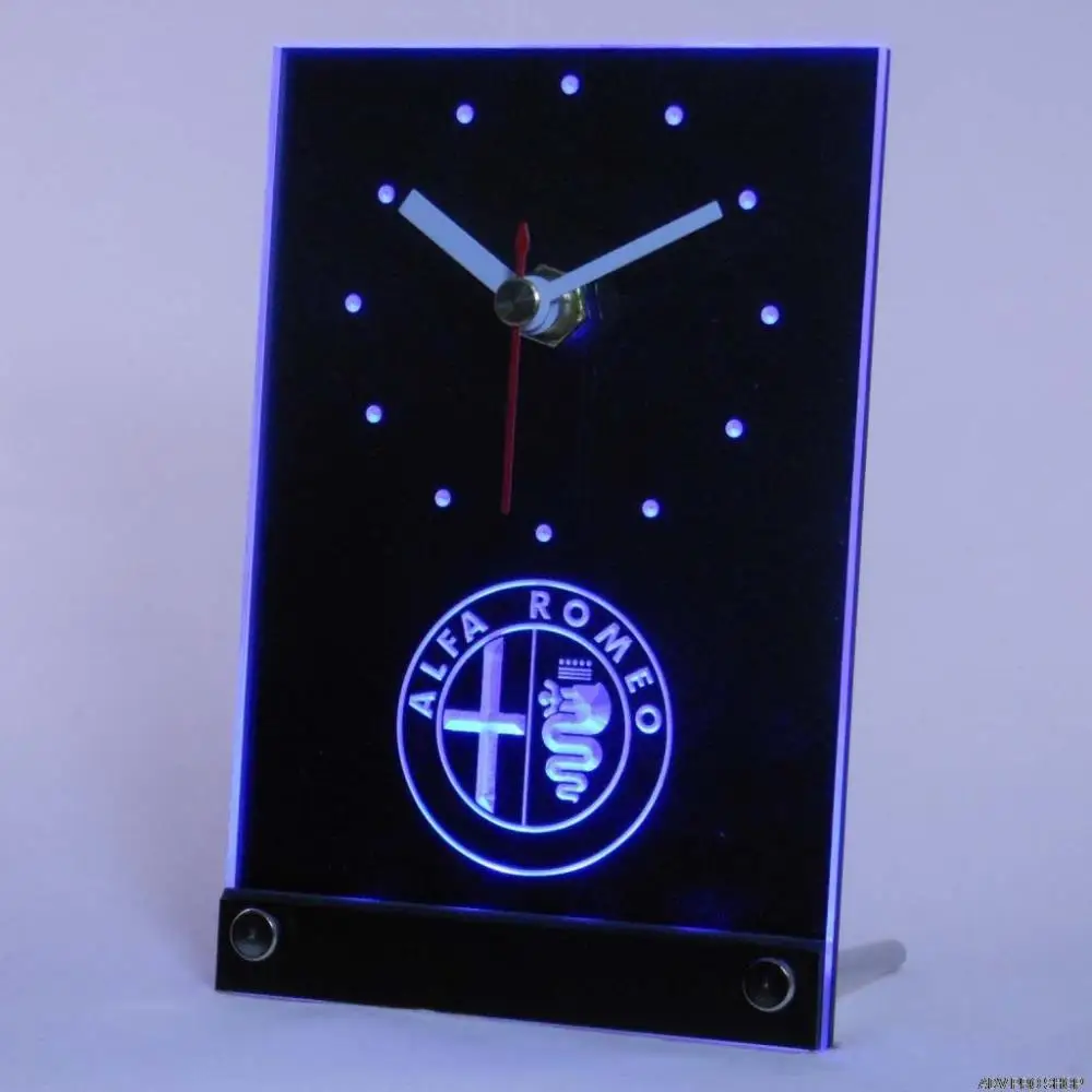 tnc0172 Alfa Romeo Car Services Table Desk 3D LED Clock