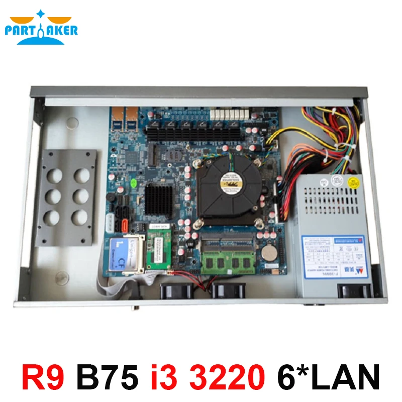 Partaker R9 6 Intel PCI-E 1000M 82583V Gigabit LAN B75 1U Tường Lửa Thiết Bị I3 3220 4G RAM 32G SSD Pfsense Tường Lửa