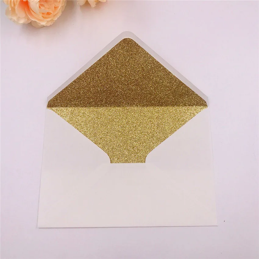 White Ivory Navy 25x Iridescent shimmer Pearl Paper Wedding Invitation Card Envelope Pearlescent Glitter Envelope 4 Celebration