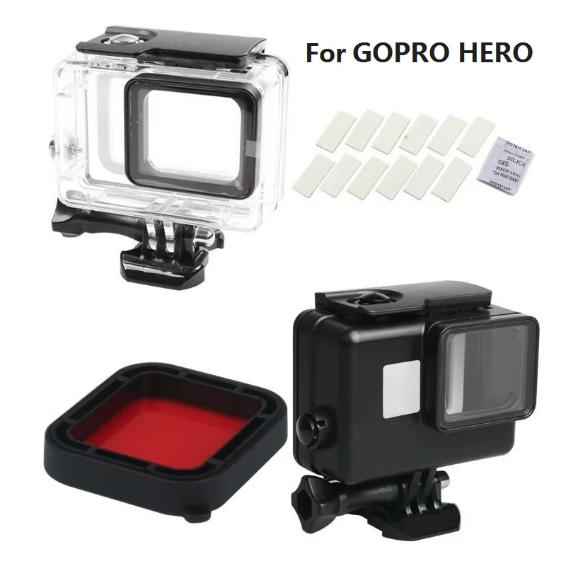 Funda impermeable para GoPro Hero7 6 5 Black 45M, accesorios de cámara deportiva, carcasa de marco protector/caja/filtro de buceo/insertos antivaho