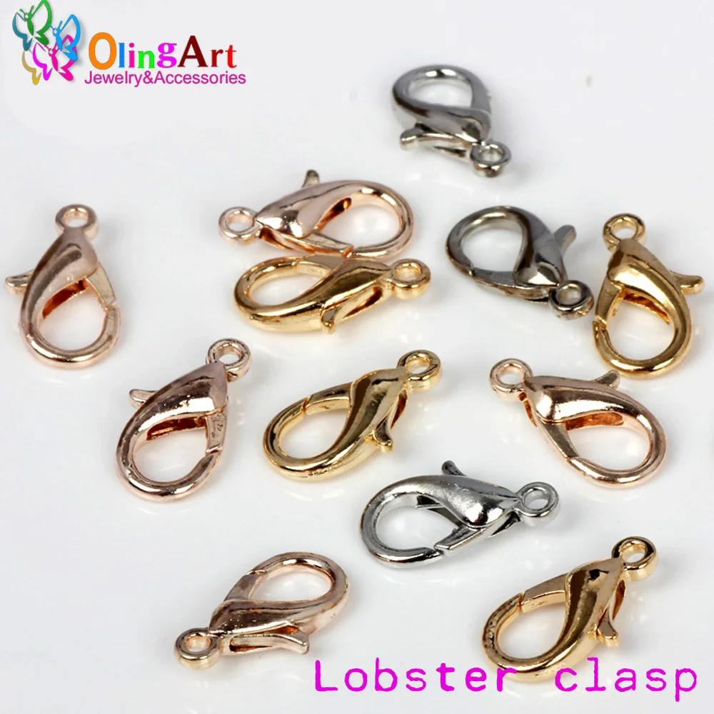 OlingArt 10mm 72pcs/lot Alloy Lobster Clasps Hooks Bronze/Gold-color/Silver-color for Necklace DIY Jewelry making Findings