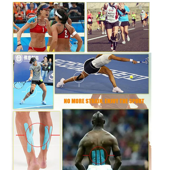 Kinesiologie Klebeband Muskel verband Sport Baumwolle Gummibänder Klebe belastung Verletzungs band Knie Knöchel Handgelenk Schmerz linderung Aufkleber – Detail 9