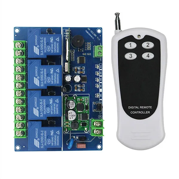 Interruptor de Control remoto inalámbrico, transmisor + receptor, 315/433 MHZ/lámpara/ventana/puertas de garaje, cc 12V 24V 36V 48V 4CH 30A RF