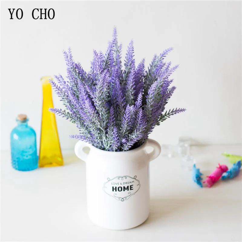 

YO CHO Wedding Bouquet Bride Bridesmaid Lavender Flower Bouquets White Purple Artificial Flowers DIY Home Party Wedding Supplies