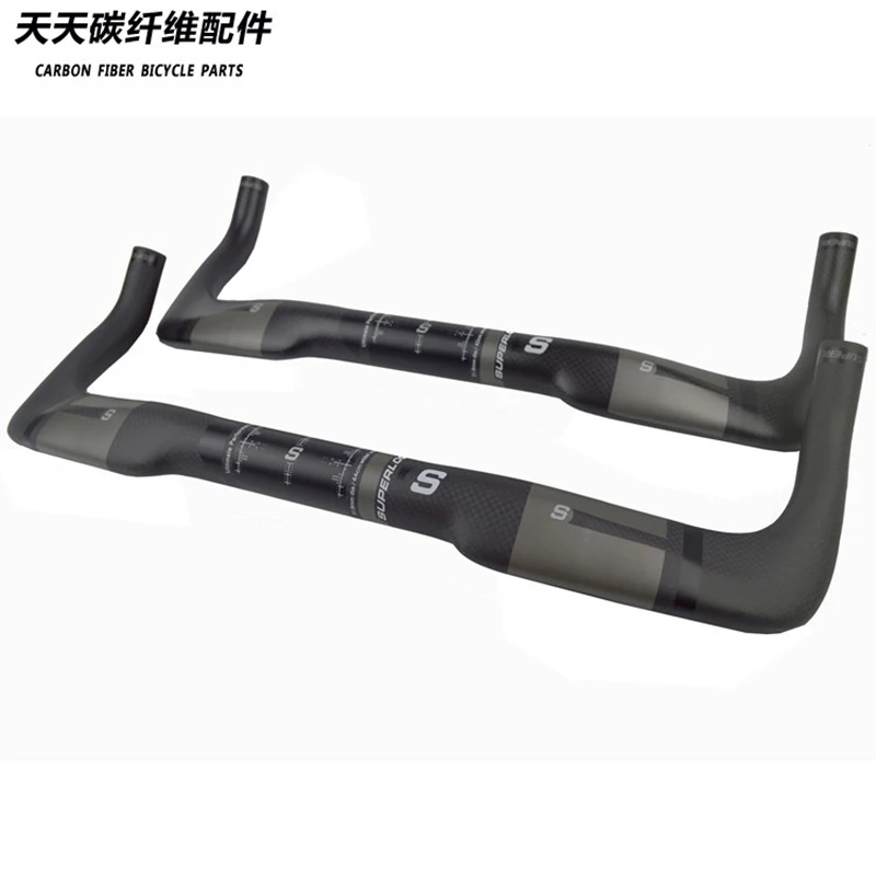 Full Carbon Fiber Bicycle Handlebar Aero Carbon TT Handlebar Bike Handle Bars 3K 380/400/420/440/460mm Gray Matte