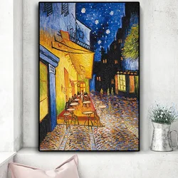 Famoso Van Gogh Cafe Terrace At Night, reproducciones de pintura al óleo sobre lienzo, carteles e impresiones, imagen artística de pared para sala de estar