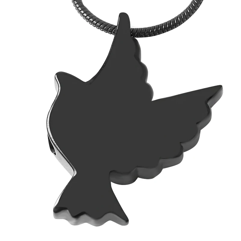 Wholesale Factory Price Black Peace dove Cremation Jewelry for Ashes Urn Necklace Stainless Steel Urns Pendant Charm  Keychain