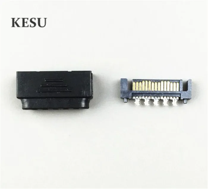 

High quality Black SATA Pierce SATA 15Pin 15-Pin Male Power Supply Terminal Connector shell