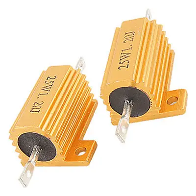 2 x 25W 5% Aluminum Load Wirewound Resistors Gold Tone 5R 10R 20R 1K 20K  Need Leave Amessage For The Resistance