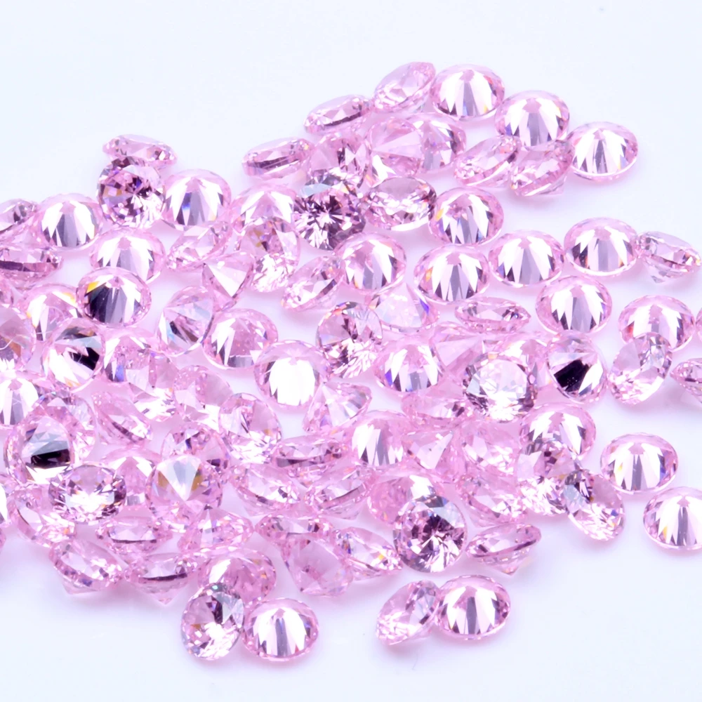 1000pcs AAAAA+ 1.0mm-4mm CZ Stone Round Cut Beads Pink Color Cubic Zirconia Synthetic Gems For Jewelry