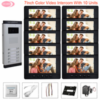 7inch Color Video Phone For 4-10 Apartments Doorbell Intercom ir Camera Monitor Night Vision Video Intercom For a Private House