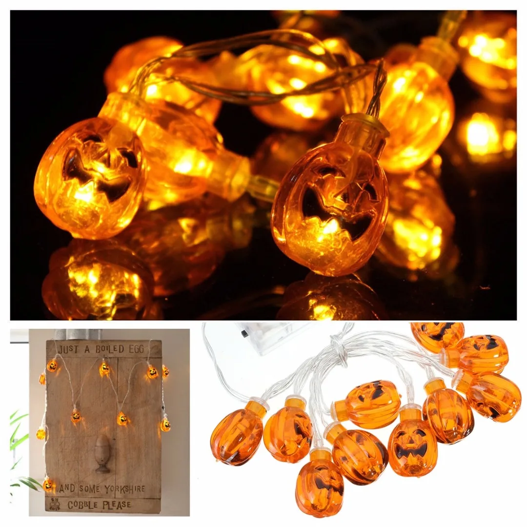 

Novel 10 Pumpkin Heads Halloween Lights String Lantern Hanging Home Garden Decoration