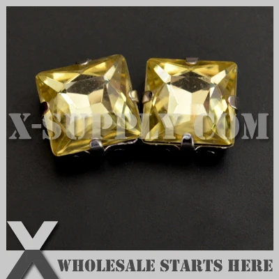 

8x8mm Mounted Square #2 Clear Acrylic Rhinestone Gems in Silver NICKEL Sew on Setting for Shoe,Garment