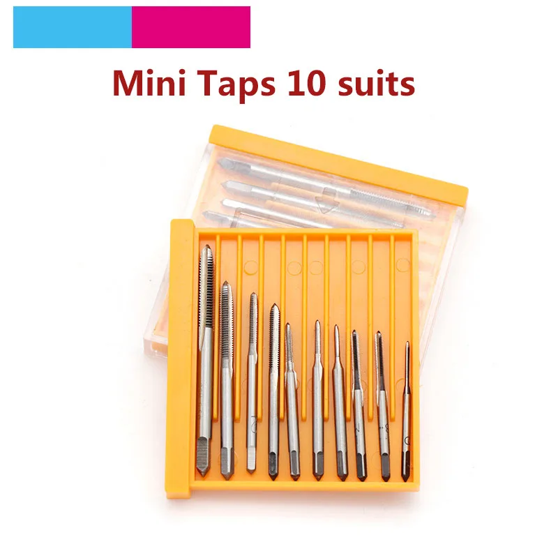 10pcs/set Hand Tools Mini Tap Thread Wire Tapping/Threading/Taps M1 M1.2 M1.4 M1.6 M1.7 M1.8 M2 M 2.5 M 3 M3.5