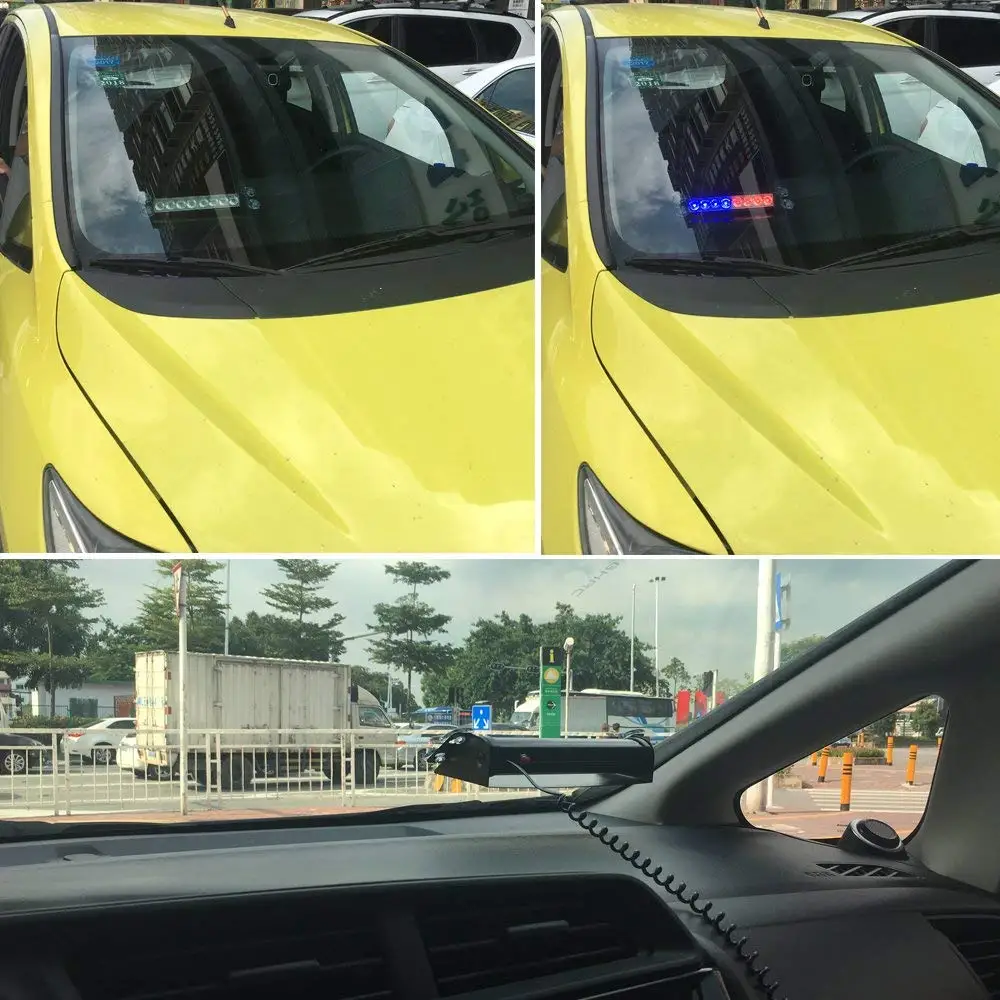 Car Truck Emergency Flasher Dash Strobe Warning Light Day Running Flash Led Police Lights 8 LEDs 3 Flashing Modes 12V