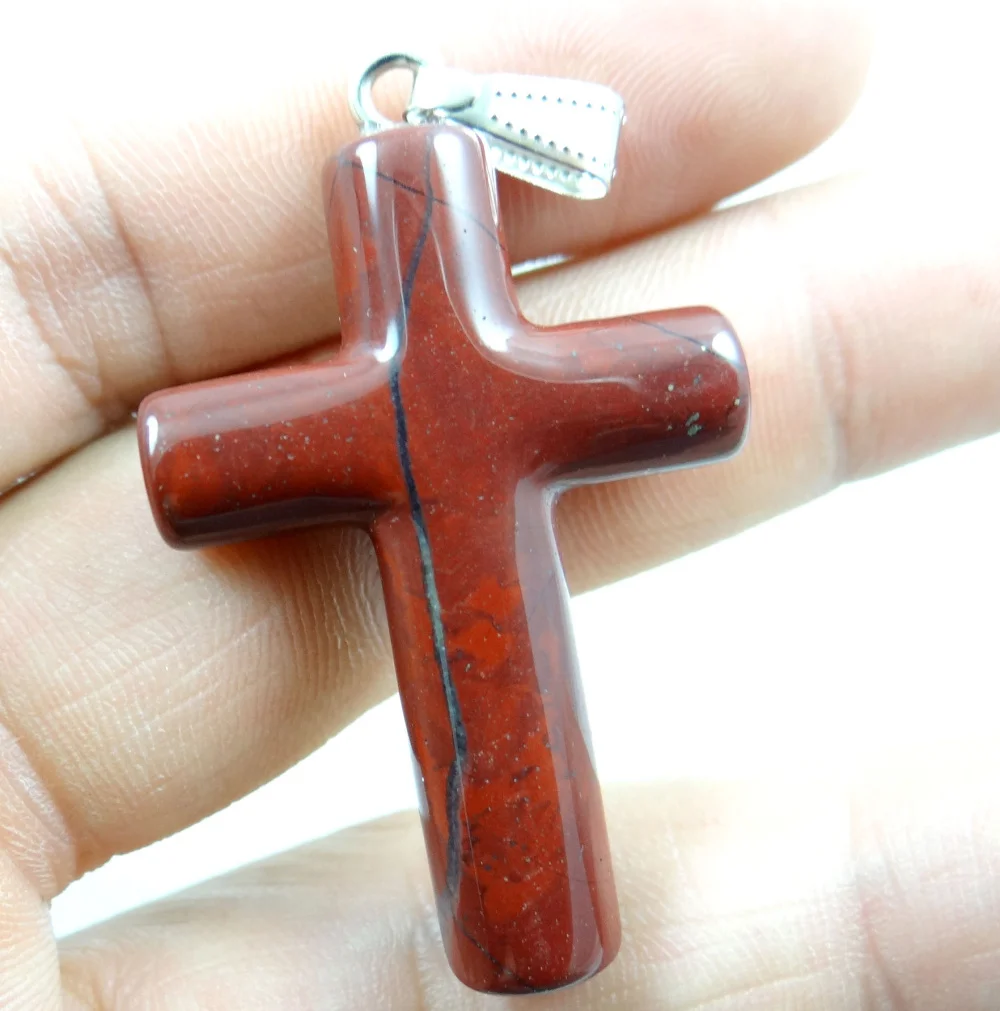 41*29MM Natural Stone Pendants Charms hand-carved cross Onyx Opal Howlite For Fine Jewelry Necklace Making A52