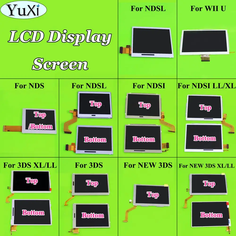 

YuXi Top Bottom Upper Lower LCD Screen Display for DS lite for NDS i L for New 3DS XL LL Game Console LCD Screens