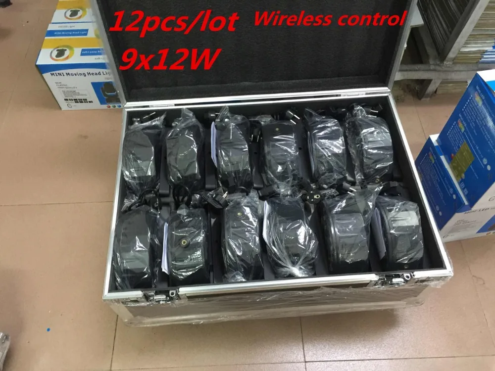 12PCS/lot + flightcase  Wireless remote control LED Par Light 9x12W 4in1 RGBW Led Stage Light