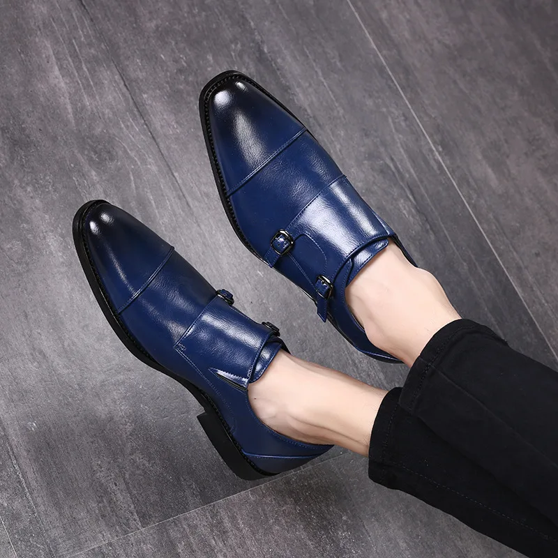 Italian Luxury Brand Leather Formal Shoes Men Classic Oxford Shoes For Men Loafers Men Dress Shoes Double Monk Strap Footwear image 3
