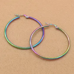 45mm Titanium 316L Stainless Steel Hoop Earrings Colorful Vacuum Plating No Fade Anti-allergy