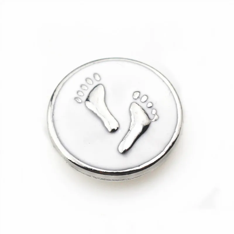 10Pcs/lot White Footprint Snap Buttons Fit 18mm Buttons Snap Jewelry Charms DIY Bracelets&Bangles