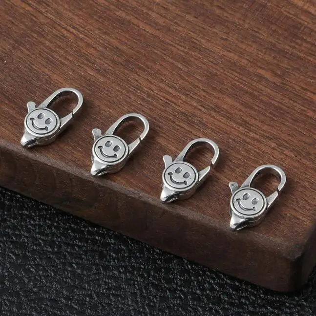 

100% 925 Silver Jewelry Clasps 925 Sterling Clasp Happy Laughing Face Symbol Jewelry Clasp Hook DIY Jewelry Findings