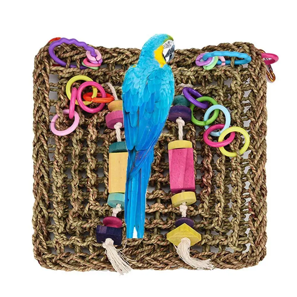 Bird Foraging Wall Toy Perch Stand Braid Rope Climbing Ladder for Large Parrot Cockatoo African Grey Macaw Eclectus Amazon