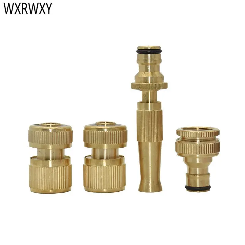 

Brass 1/2 inch quick connector Water gun Car wash Kit Garden Irrigation Kit Copper adapter joint hose waterstop connector 1set