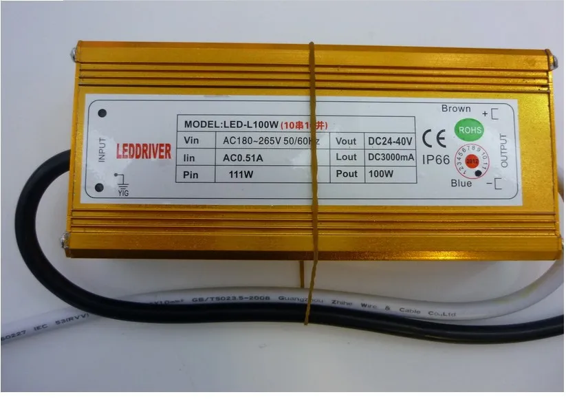 

Super Quality 3000mA Constant Current Source LED Driver 100W (Input AC180V-265V/Output DC24V-40V)