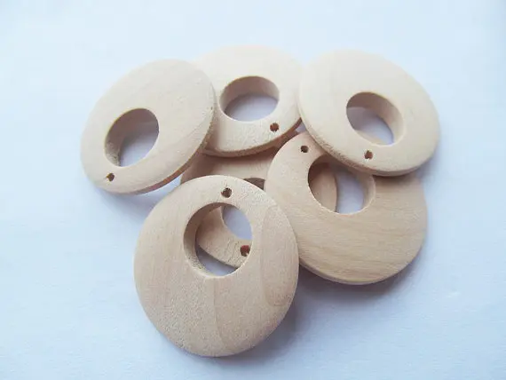 10pcs 30mm Unfinished Roundure Circle Ring Big Hole Natural Wood Earring Pendant Charm Finding ,DIY Accessory Jewellry Making