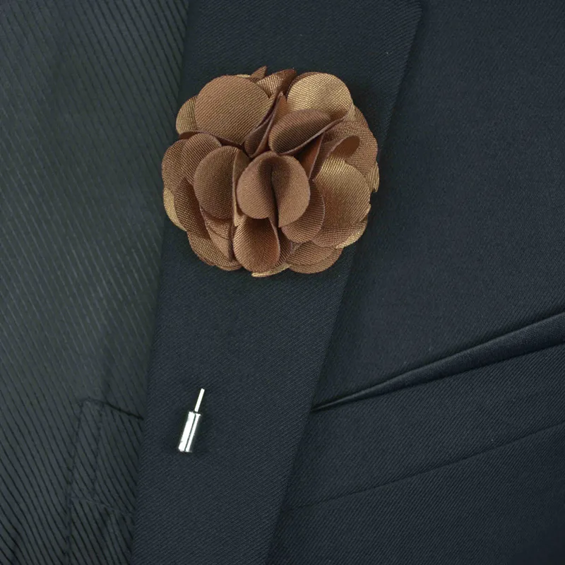 Free shipping , 20 pcs/lot , Satin Floral Lapel Pin, Mens Flower Lapel Brooch, Wedding Boutonniere