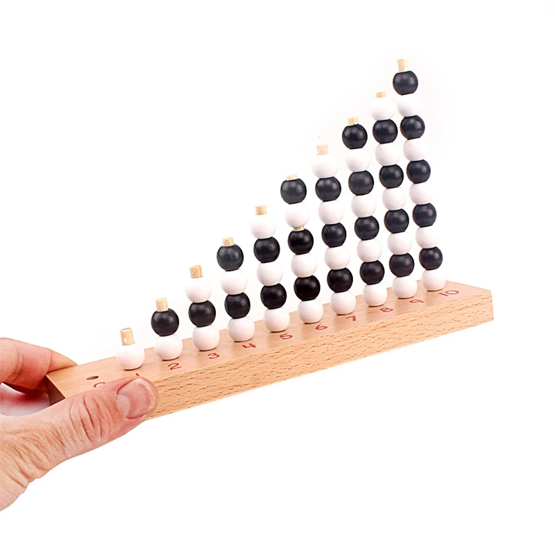 Montessori Baby Mathematics Toy 1-10 Odd and Even Digital Number White & Black Beads Chess Board Wooden Toy Early Preschool Kids