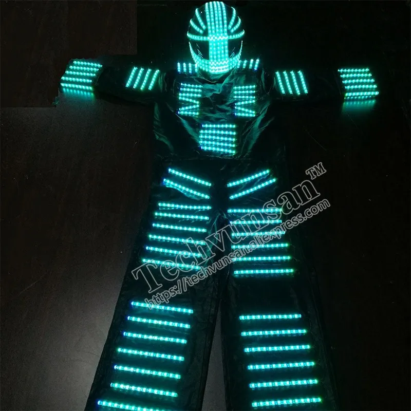 LED luminous Machine Dance Costume Remote control discoloration Luminous Costume Laser dancers Stilt stage costume Electrooptic