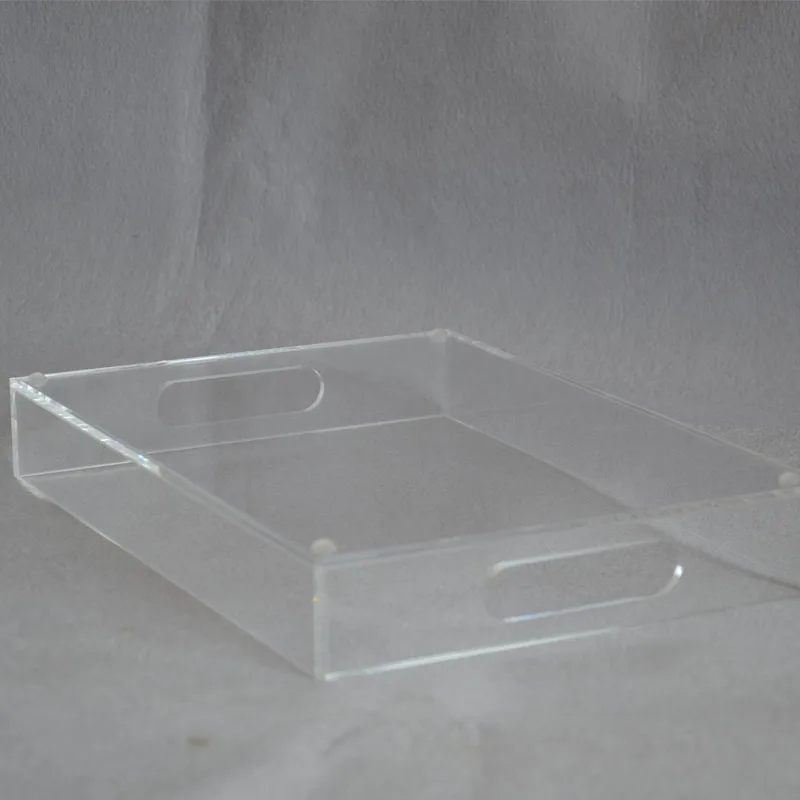 Rectangle Clear Acrylic Serving Trays with Handle for Beverage,Fruit,Cake,Toys YAT-001-1