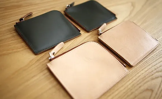 

free shipping lucky's handmade Men and women leather small wallet Mini wallet pure manual tanned leather zipper wallet