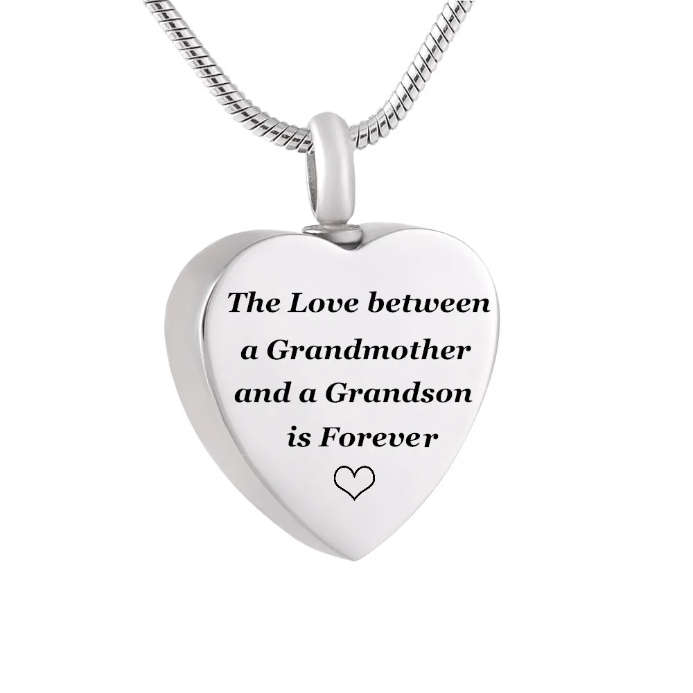 

IJD9851 Stainless Steel Cremation Ashes Forever Love Grandma&Grandson Urn Necklace Memorial Keepsake Pendant Jewelry