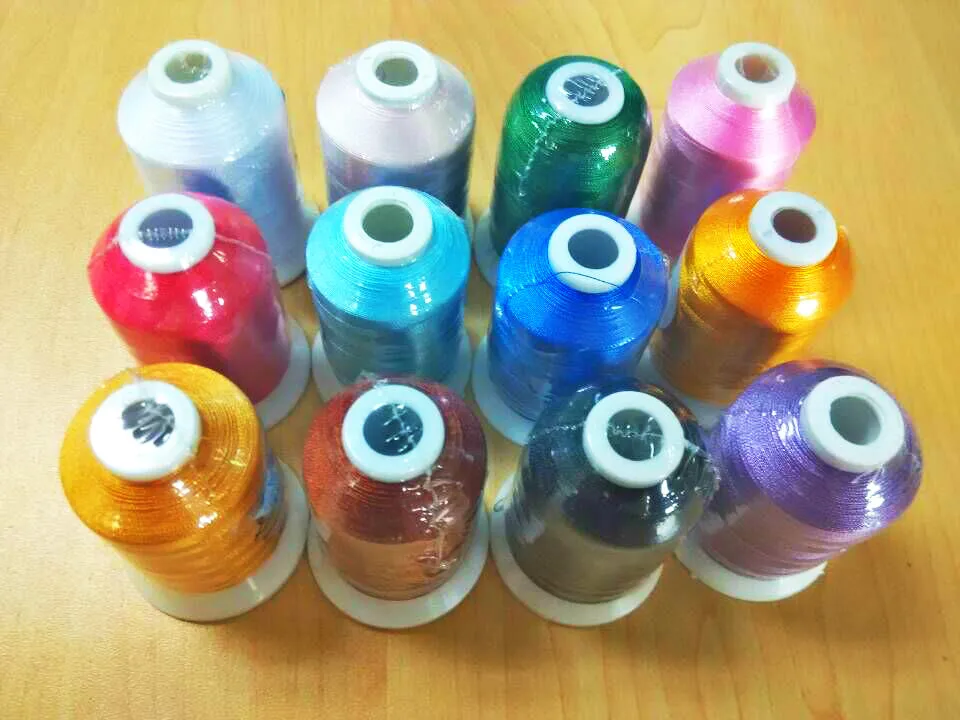 Computer Machine Embroidery Thread Filament Polyester Embroidery Thread For Brother Machine 1000m*12 High Strength High Luster