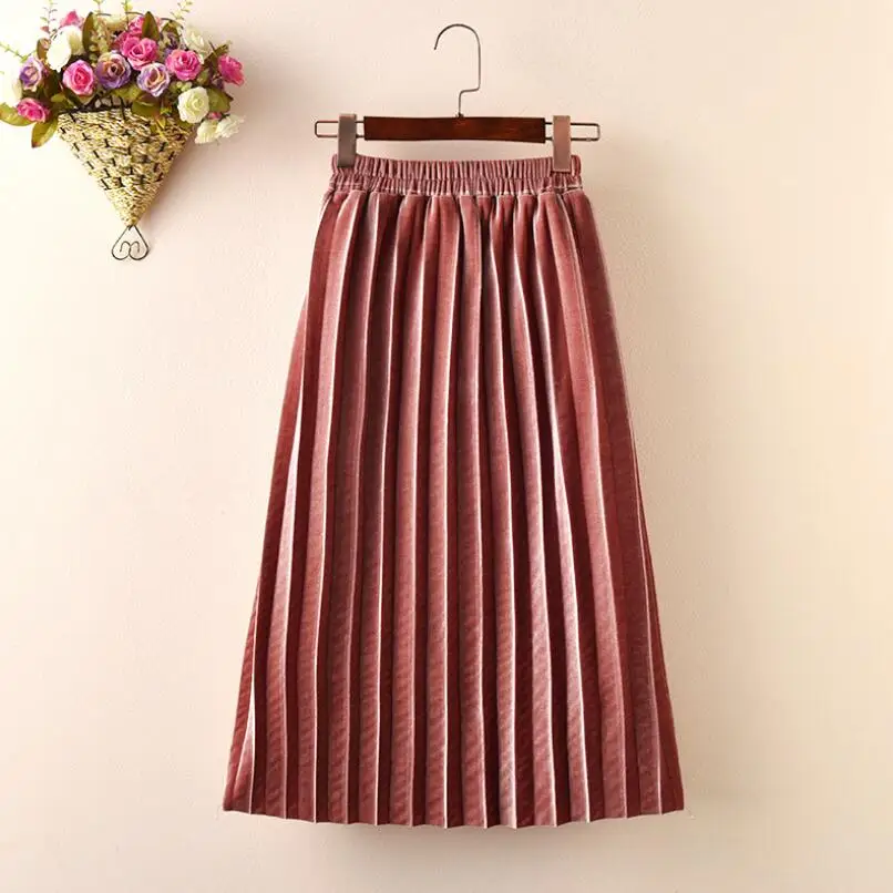 2-12 Years 2022 Autumn Winter Children's Velvet Skirt Kids Pleated Skirt Baby Toddlers Teenage School Girls Long Skirts JW4148-A