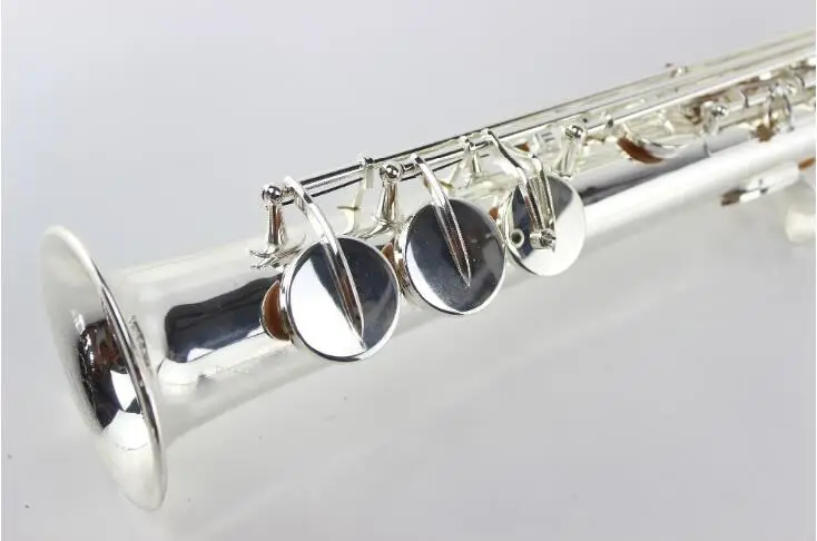 

High Quality SUZUKI Soprano Straight Pipe Saxophone Brass Body Silver Plated B Flat Sax Instrument Free Shipping With Mouthpiece