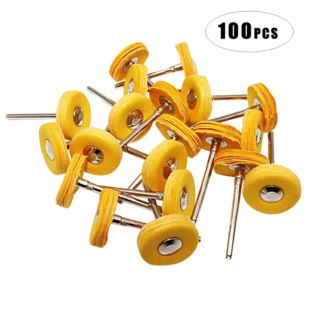 Polishing Wheel Fiber wheel Cotton wheel Wool wheel  Handle for Dremel Rotary Tools Fine Polish Jewelry Pack of 100Pcs