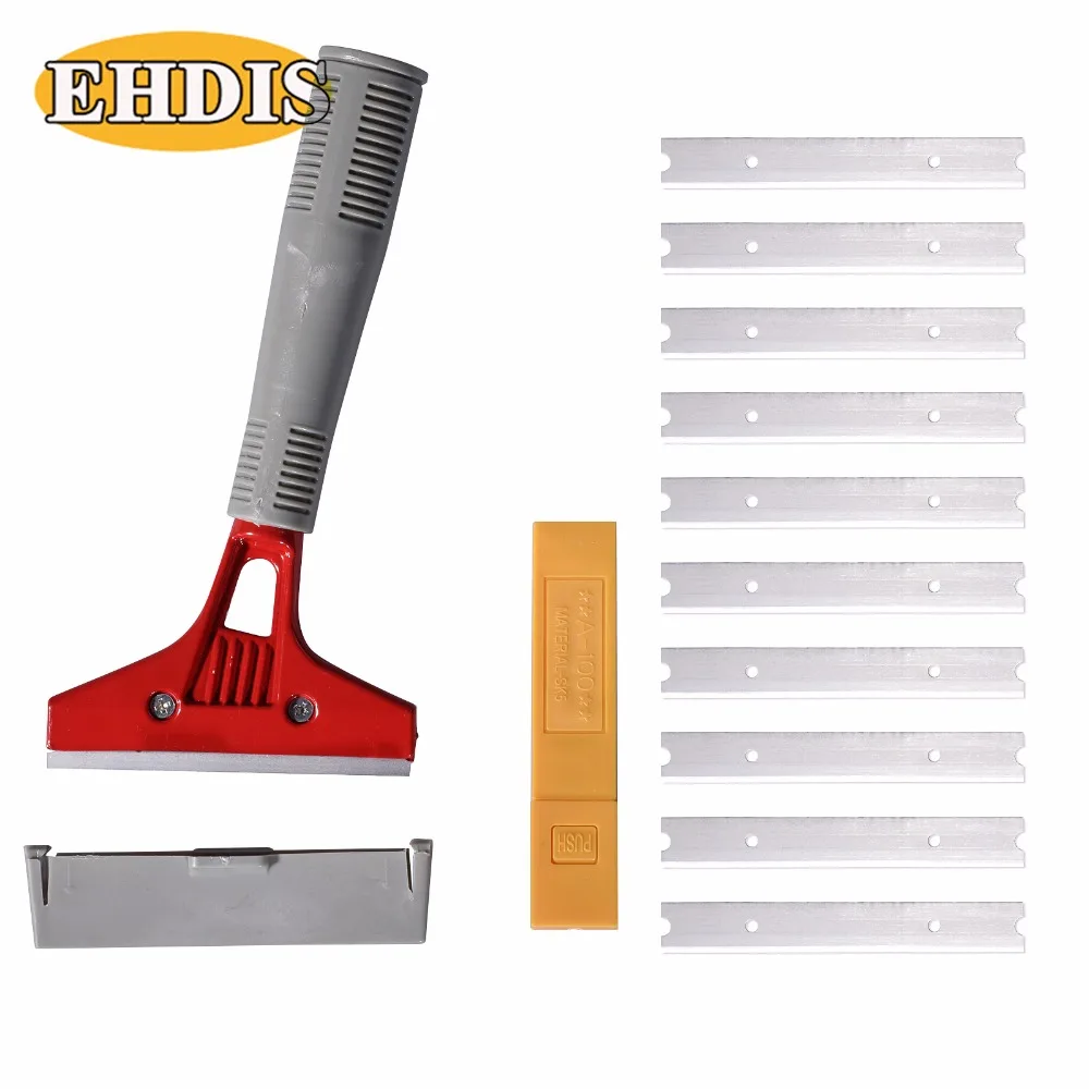 EHDIS Car Wrapping Ice Scraper with 10pcs Knife Blades Window Film Glue Sticker Remover Tool Snow Shovel Vinyl Squeegee Cleaner