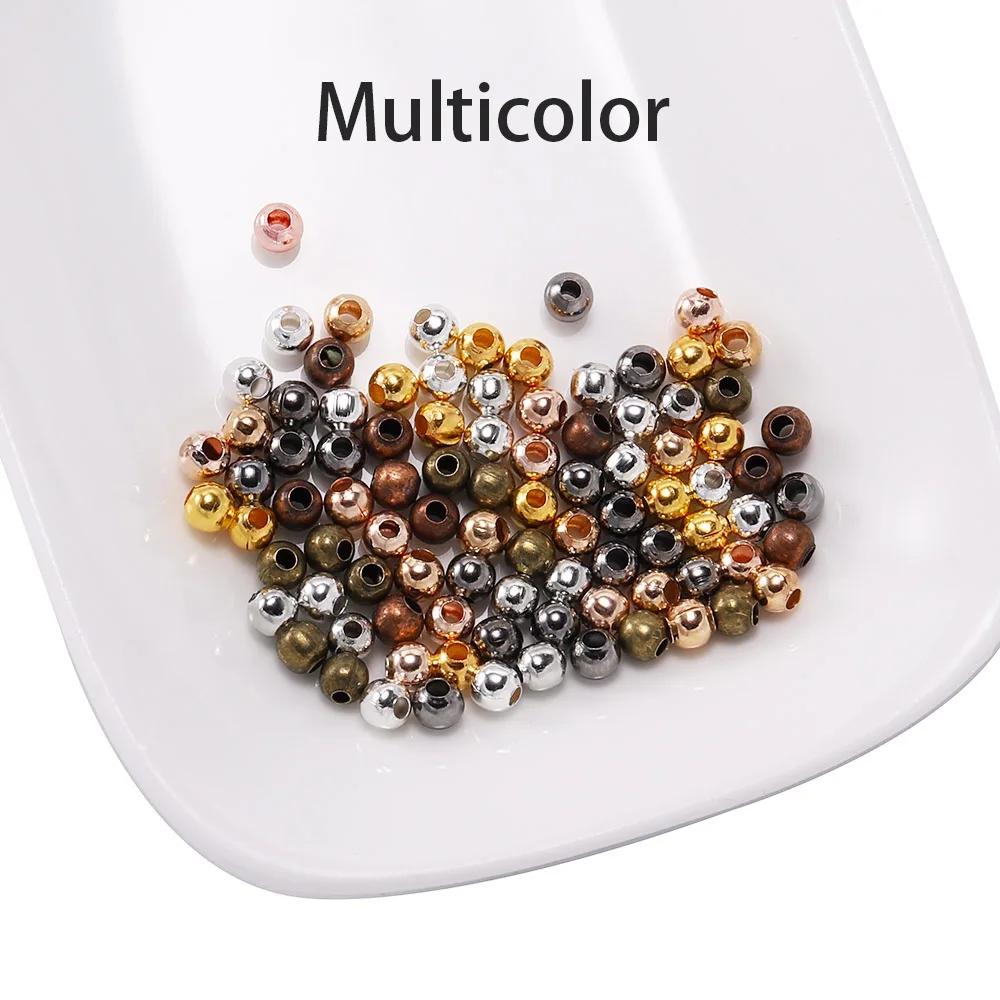 30-500 teile/los 2-10mm Gold Farbe Runde Spacer Perle Ball Ende Metall Rocailles Für Armband Halskette DIY Schmuck Machen Zubehör – Detail 14
