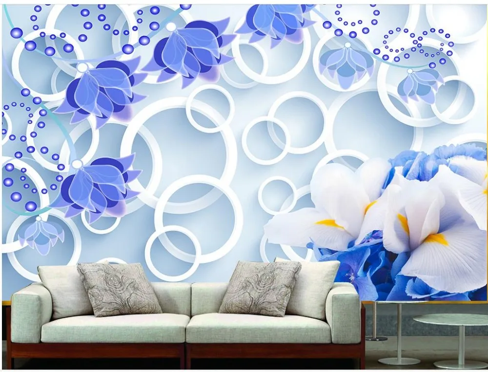 Home Decoration customized wallpaper for walls Dream orchid three - dimensional circle custom 3d photo wallpaper