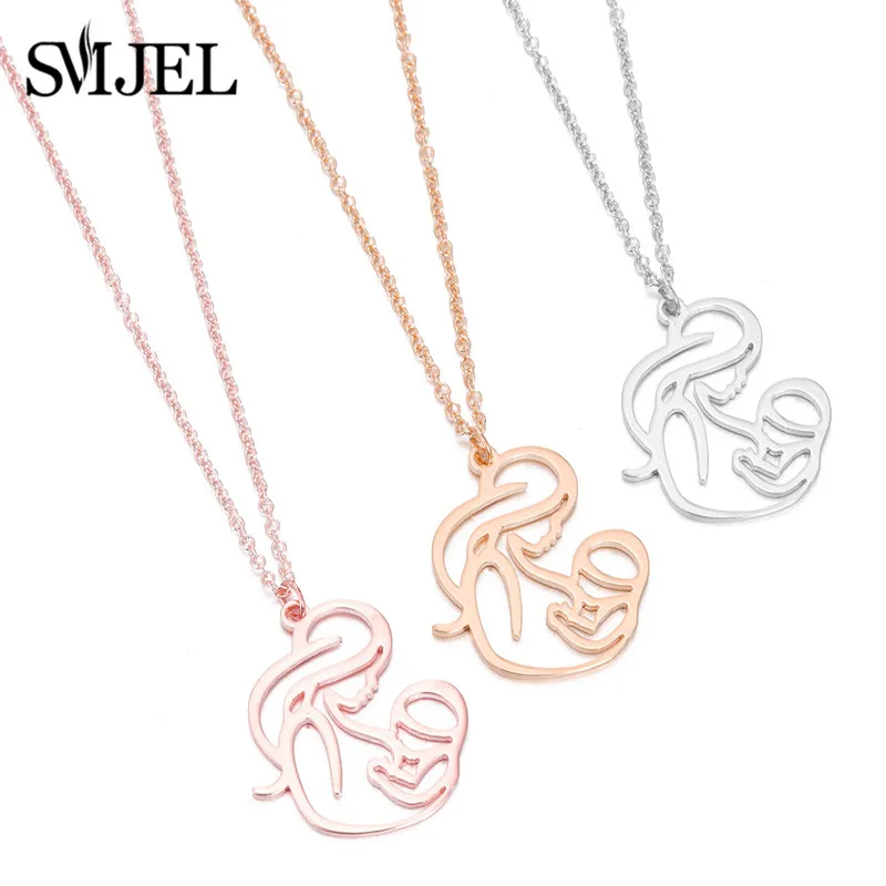 SMJEL New Family MUM Stainless Steel Necklaces for Women Fashion Mom Necklace Collier Jewelry Mother\'s Day Gift Dropshiping