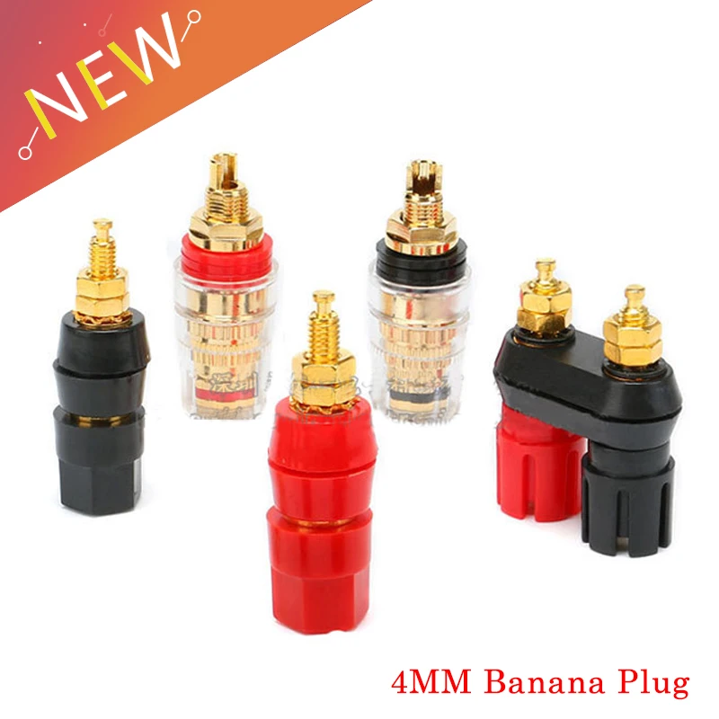 Terminales de enchufes Banana, conector rojo y negro, Terminal de amplificador, poste de encuadernación, Conector de altavoz Banana, 1 ud.