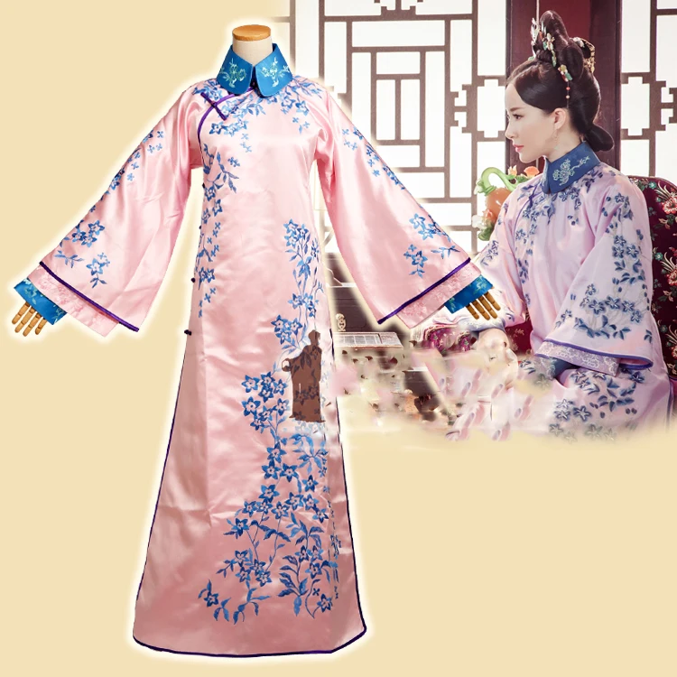 Qing Dynasty Princess Embroidery Costume Hanfu Qi Zhuang for TV Play Legend of LongZhu Wu Jian Dao female hanfu cosplay costume