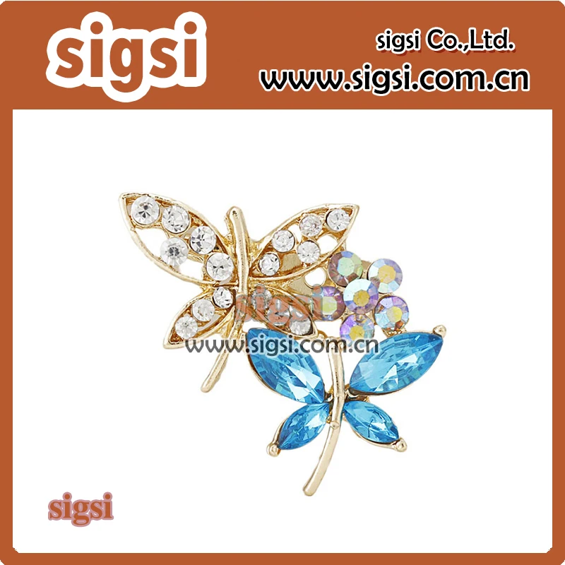 mother's day rhinestone double butterfly insect brooch pin for women hijab pin brooches decoration