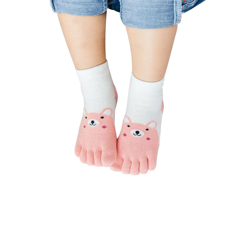 1 Pairs Cute Cartoon Bear Five Toes Socks Kids Socks Children Hosiery Five Fingers Socks Mesh Breathable Foot Socks 3-12 years